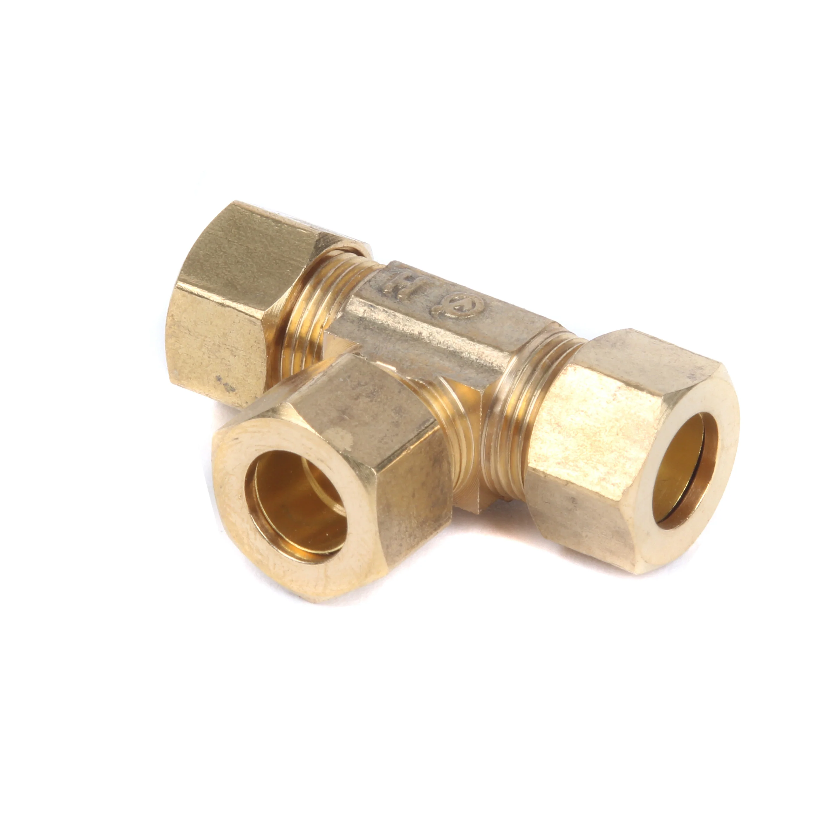 Vp 3/8 Brass Compression Tee With Nuts - Brass | VP Supply Corp VP-38BRASSTEE