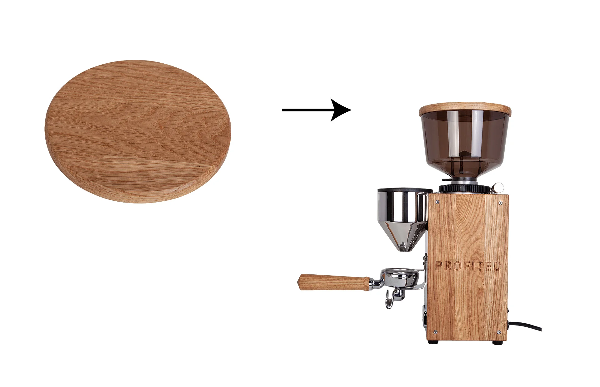 Profitec Pro T64 Oak Bean Hopper Lid - Image 2