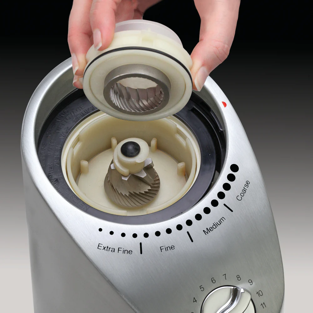 Capresso Infinity Plus Conical Burr Coffee Grinder in Metal - Image 3