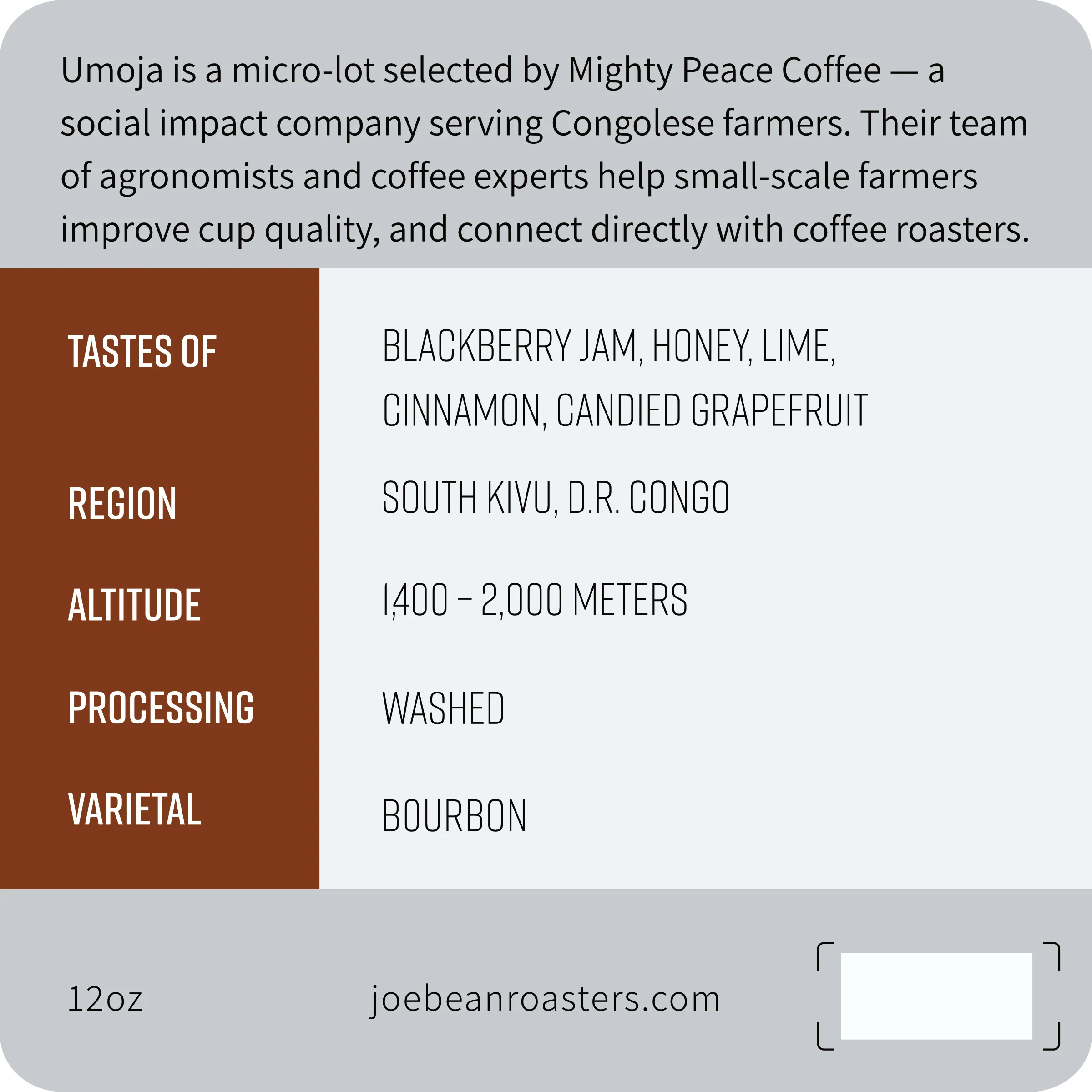 Joe Bean Congo Umoja - Mighty Peace Coffee - Image 2