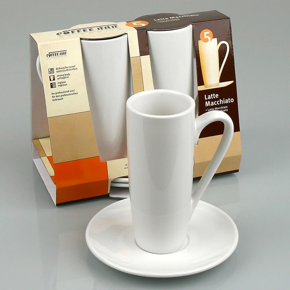 Konitz Two 8oz Latte Macchiato Cups & Saucers