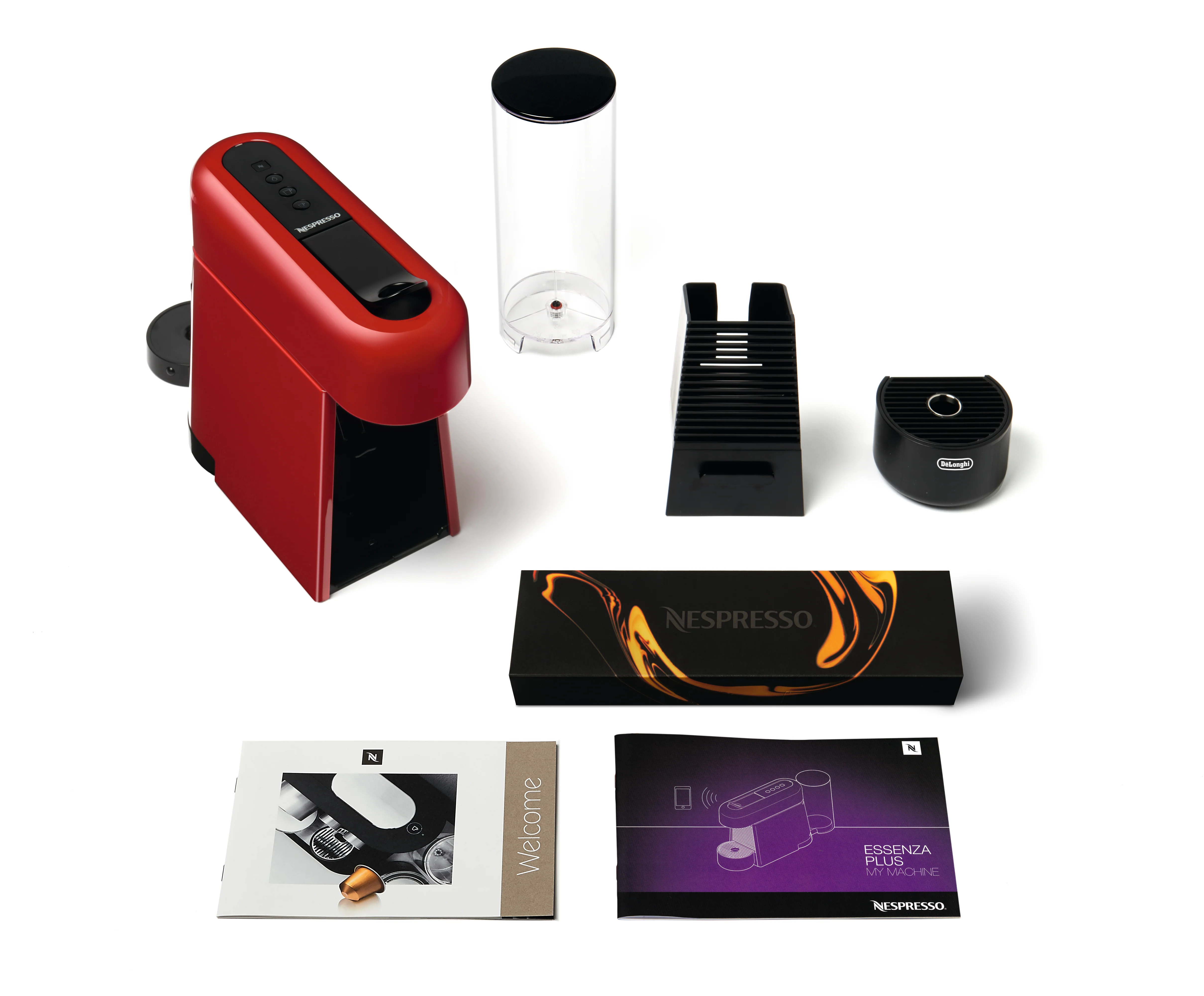 Nespresso Essenza Plus Espresso Machine by DeLonghi - Red - Image 4