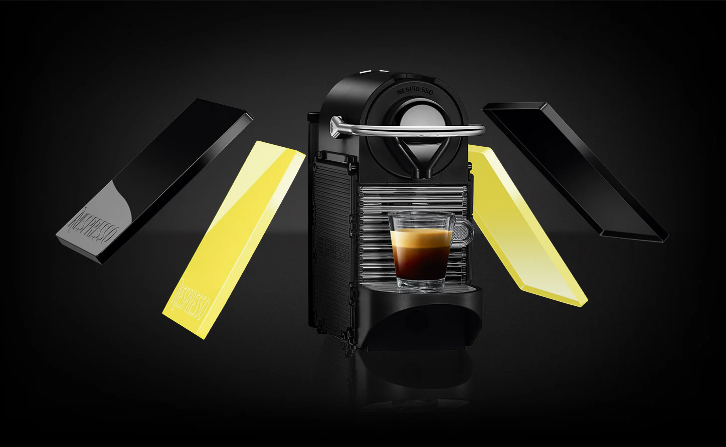 Nespresso Pixie Clips w/Black and Lemon Side Panels & Aeroccino - Image 2