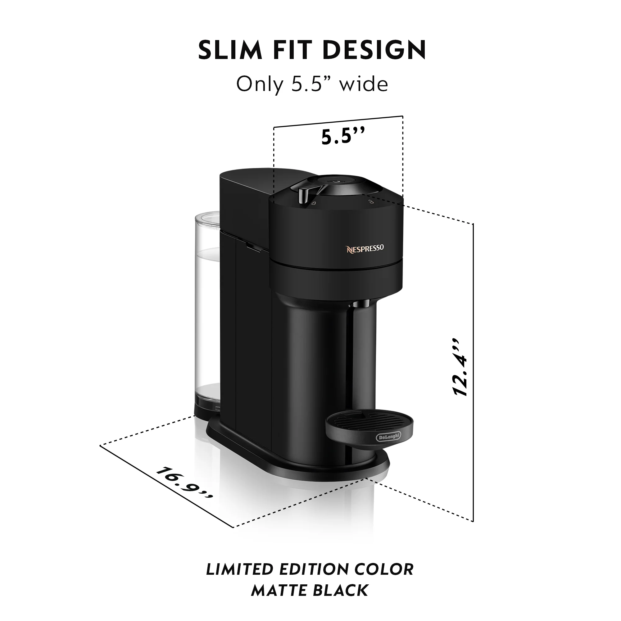 Nespresso Vertuo Next Espresso Machine by DeLonghi with Aeroccino - Matte Black - Image 10