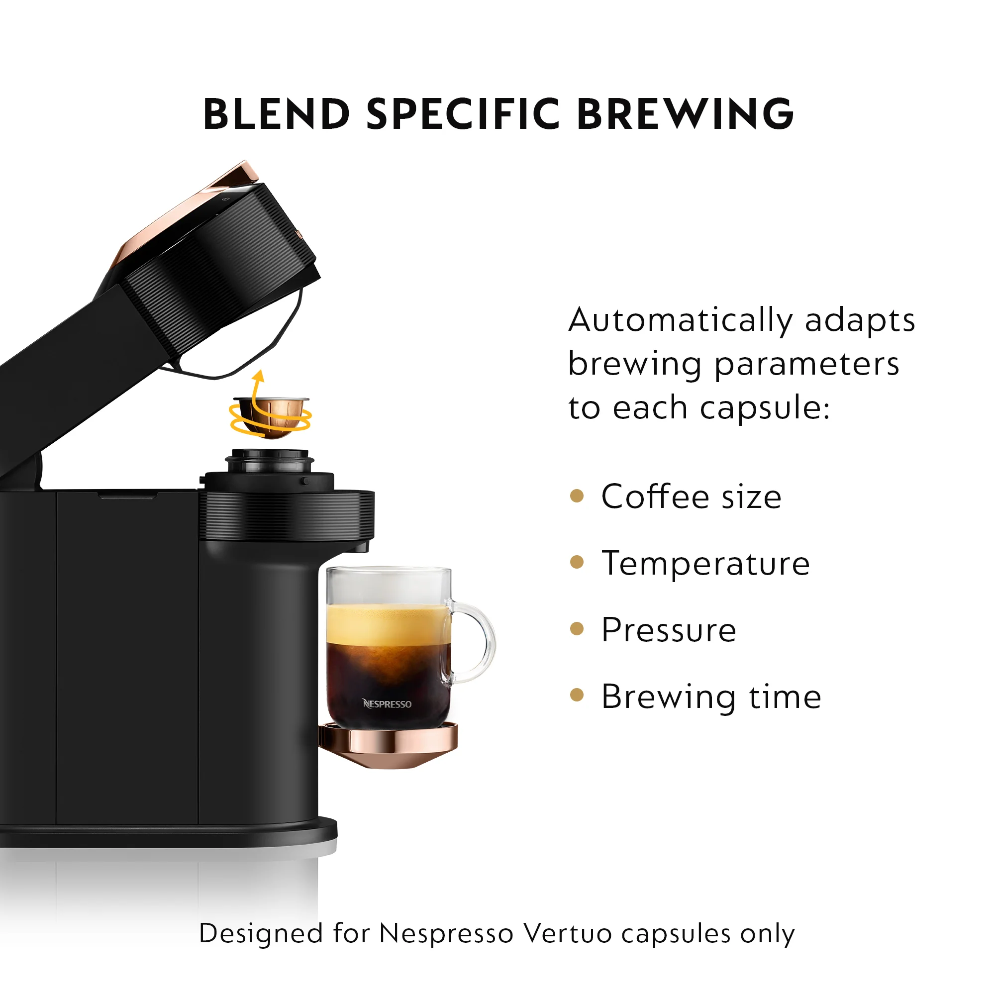 Nespresso Vertuo Next Premium Espresso Machine by DeLonghi with Aeroccino - Black Rose Gold - Image 11