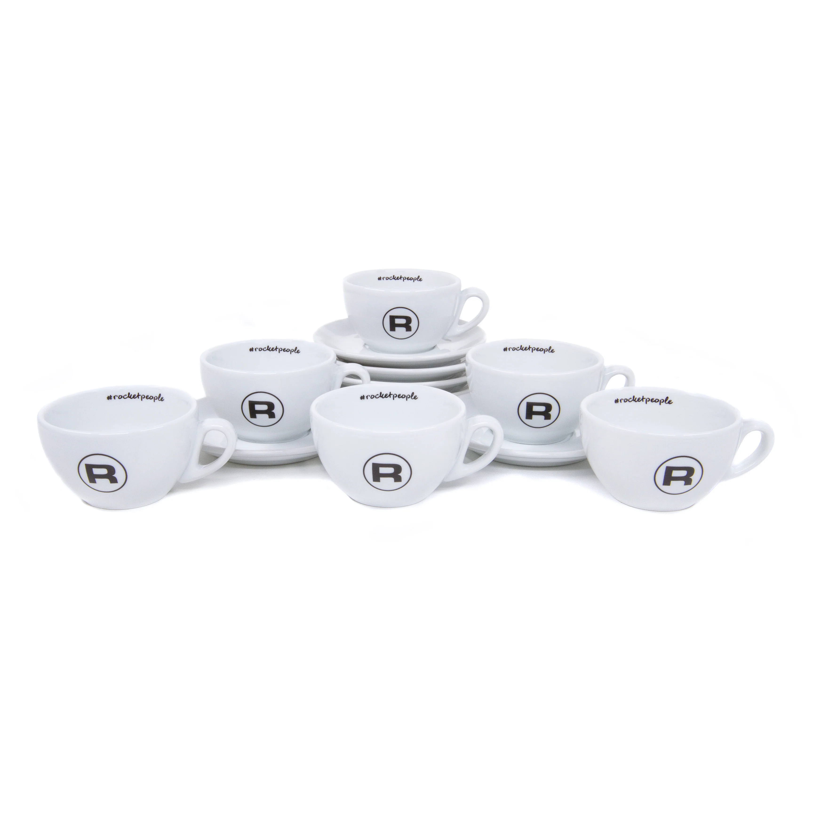 Rocket Espresso 6 Piece Cappuccino Cup and Saucer Set - White - Image 5