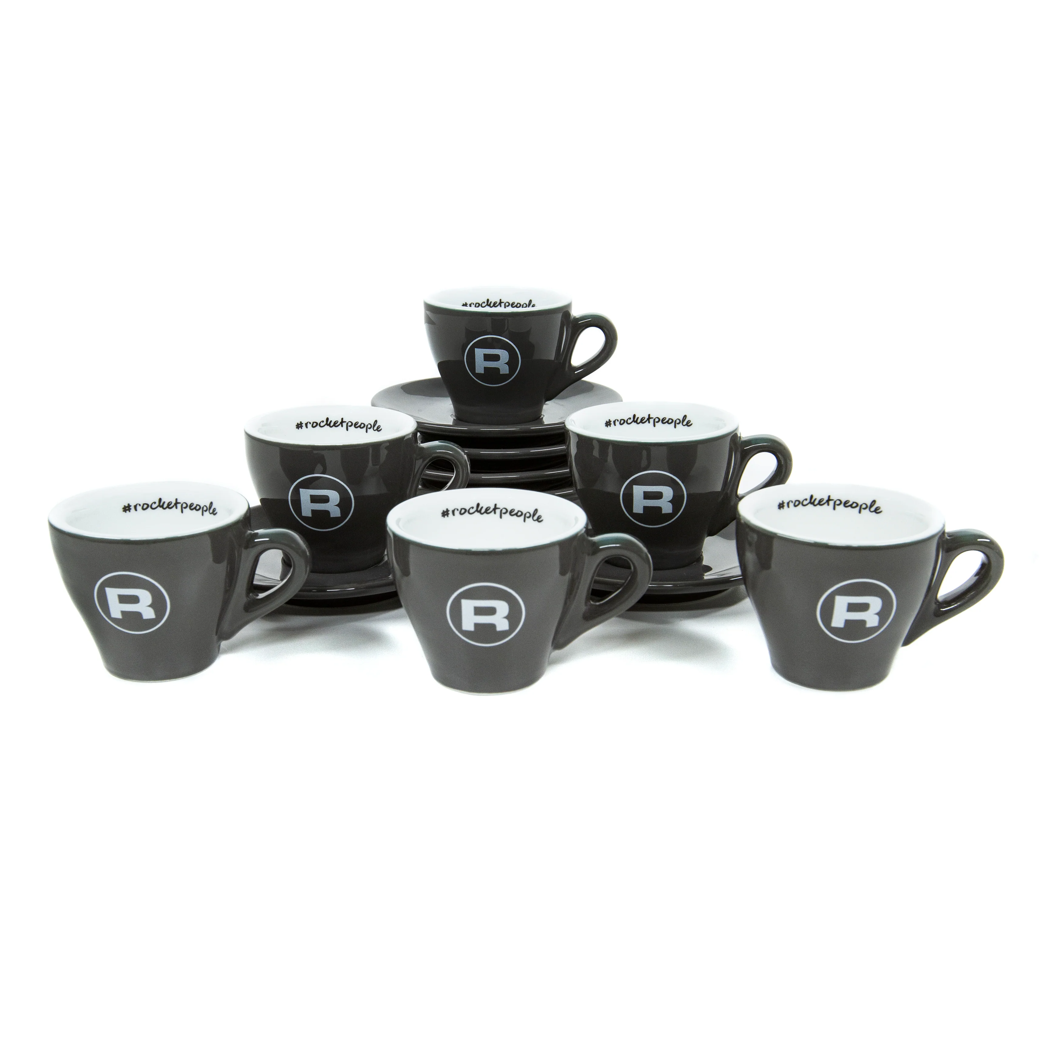 Rocket Espresso 6 Piece Espresso Cup and Saucer Set - Grey - Image 5