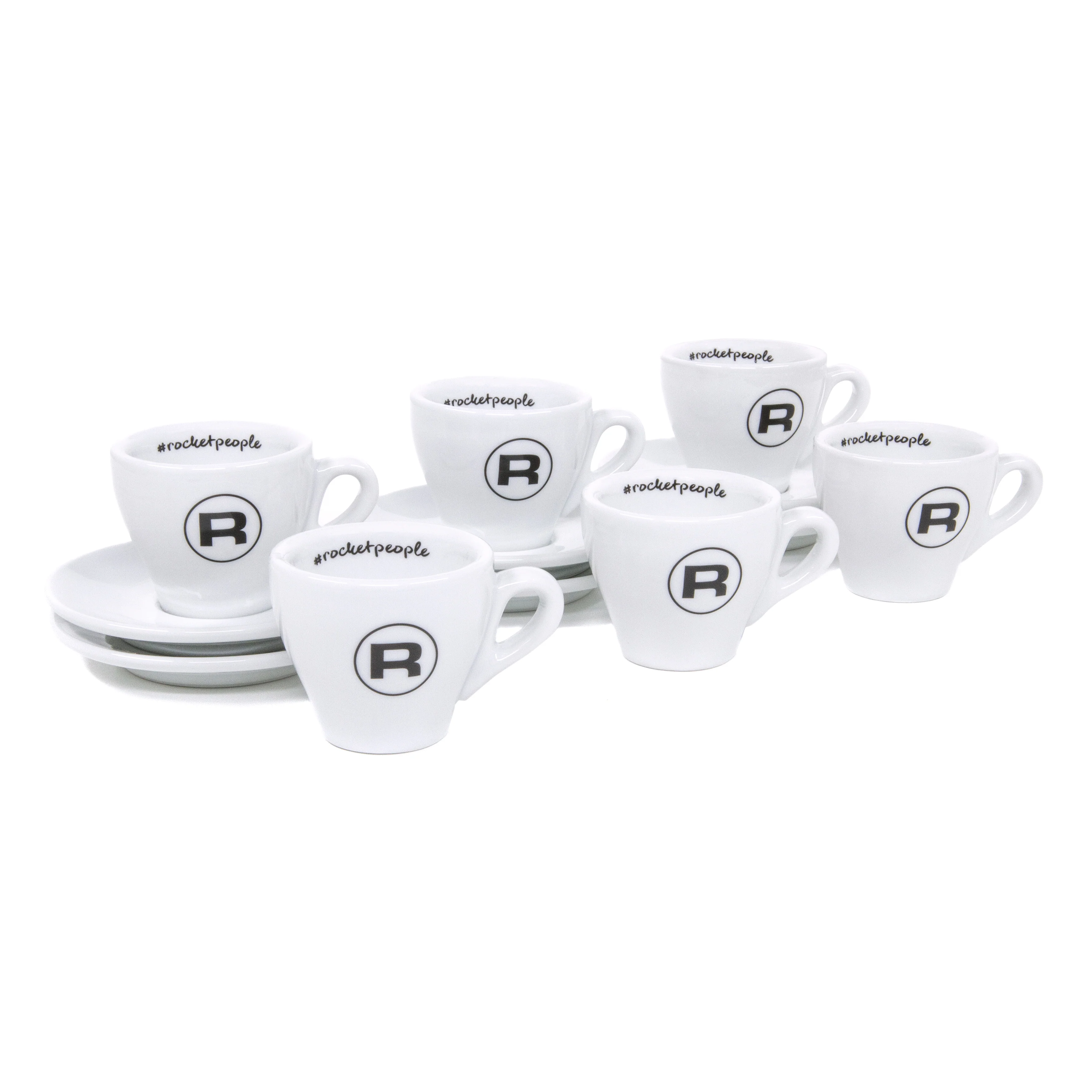 Rocket Espresso 6 Piece Espresso Cup and Saucer Set - White