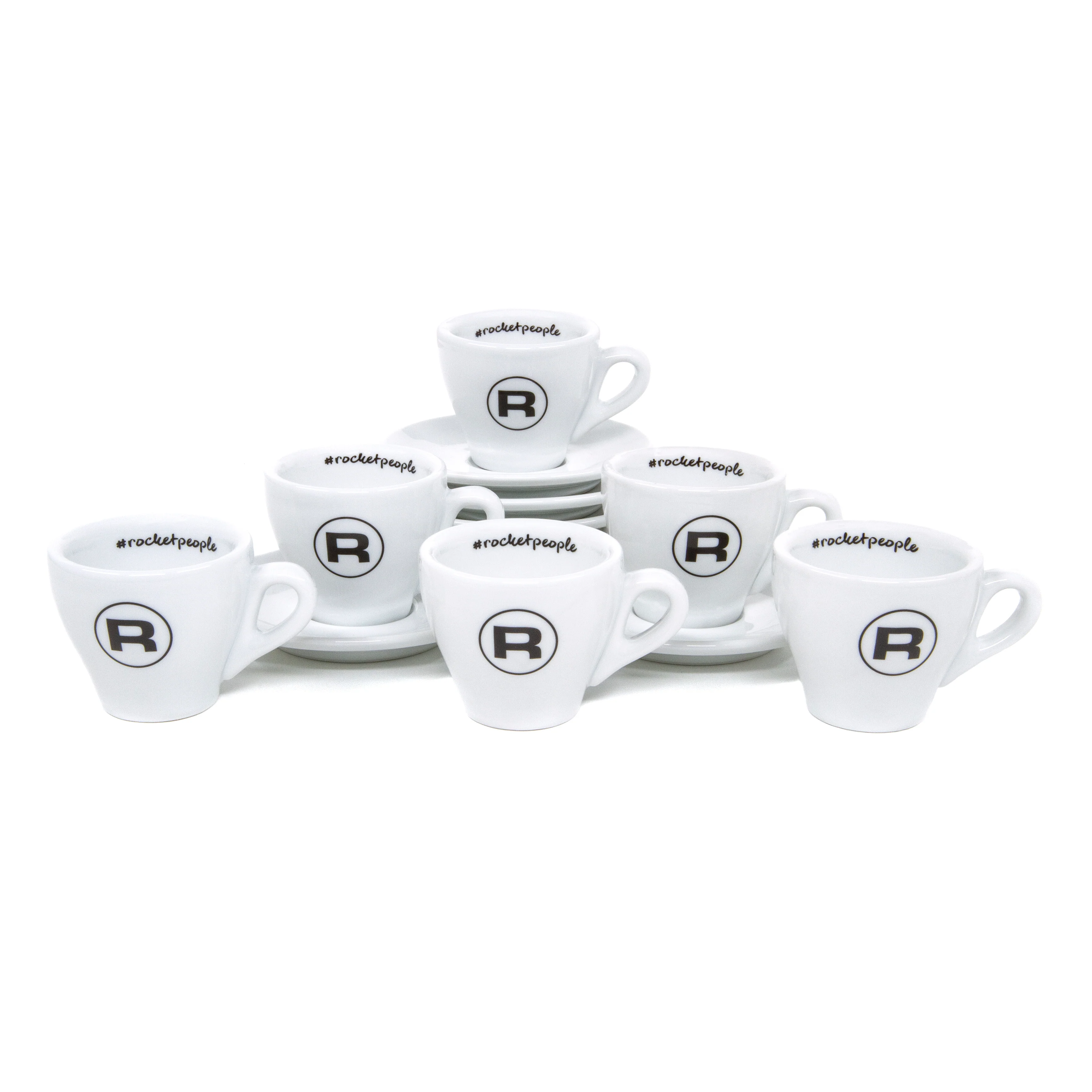 Rocket Espresso 6 Piece Espresso Cup and Saucer Set - White - Image 5