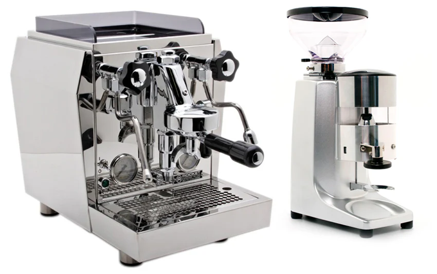 Rocket Espresso Giotto Evoluzione V2 and Quamar M80 Manual in Silver
